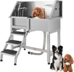 Professional Stainless Steel Pet Dog Cat Grooming Tub with Stairs Sliding Door