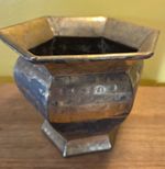 Vintage Brass Footed Jardiniere Planter Hexagon Shaped Planter 7 x 6 Inch