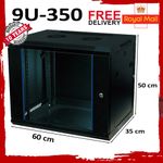 9U 350mm 19" Black Network Data Cabinet Wall Mountable Rack - Flat Packed UK