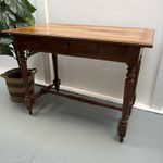 Vintage French Walnut 1920s Compact Writing Desk Side Table