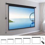 72/92/100/120"HD Electric Motorized Projector Screen Matte White Fabric 4:3 16:9