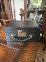 Antique wooden box covers by Leather Jewellery Case , Key & Inner Tray – Beige 