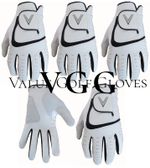 5 Mens Golf Gloves All Weather Black or White Cabretta Leather Palm Patch V Logo