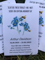 10 Personalised Forget-Me-Not Seeds Funeral  Memorial Memory Remembrance Favours