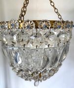 Small Beautiful Antique  Crystal Bag Chandelier.