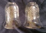 Pair Of Vintage Glass, Hurricane Oil Lamp Shades Bell Lampshades