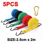 5X 2m Long Bungee Straps Elastic Rope Bungee Cords w Hooks For  Luggage Camping
