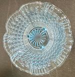 Clear Pressed Glass Round Plate, Starburst Pattern, One-Piece Glass Plate