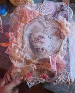 Handmade Lace Scrapbook Junk Jour Pink/White Floral Vintage 8x6in for 6x4 Photos