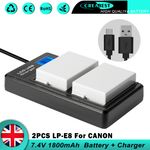 2× LP-E8 Battery & Charger For Canon Canon Rebel T2i T3i EOS 550D 600D 650D 700D