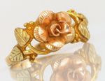 VINTAGE DESIGNER SIGNED 10K YELLOW GOLD BEAUTIFUL ORNATE FLORAL COCKTAIL RING