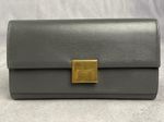 Saint Laurent Bellechasse Grey Leather Flap Long Wallet Gold Hardware