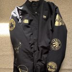 New Era NBA Black Snap-Front Jacket with Team Logo Patches, 2000s size S