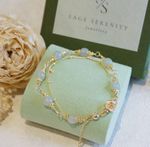 14ct Gold Real 925 Sterlling Silver Hetian Jade Bracelet  - Gift Boxed