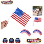 14x21cm Mini Flags - 12 Pack Sturdy American Flags on Sticks for Celebrations