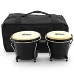 Bongo Drums with Bag by Mad About – 6 & 7 inch Oak Bongos, Hand Drums - Black