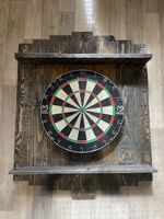 Handmade dark stain Rustic Dartboard Surround Wooden Solid  Shelves Dart Board