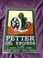 Petter S Type Stationary Engine Metal Display Board