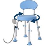 Height Adjustable Shower/Bath Chair with Backrest, 300 lbs Capacity, Purple