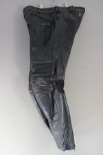 BLACK LEATHER BIKER TROUSERS WITH HIP & KNEE CE ARMOUR: WAIST 38 IN/LEG 29.5 IN