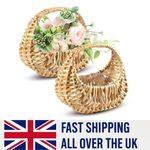1x Handwoven Willow Handled Flower Basket Gift Basket For Wedding Baby Shower PN