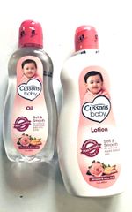 CUSSONS BABY SET OIL 200ML,LOTION 400ML WITH Rose & EXTRACTS OF Almond Oil .
