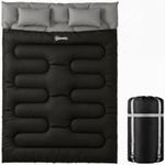 Outsunny Double Sleeping Bag with 2 Pillows, 220 x 160cm Sleeping Bag Black
