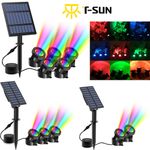 T-SUN Solar RGB LED Underwater Spotlight Light Lamp Garden Pool Pond submersible