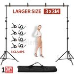 3× 3M Heavy Duty Photo Backdrop Stand Kit Large Photography Background Studio