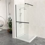Walk in Wet Room Shower Screen Panel 6mm EasyClean Glass with Telescopic Support
