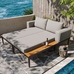 2-Seater Daybed Outdoor Chaise Lounge Sun Loungers Modular Sunbed with Cushions
