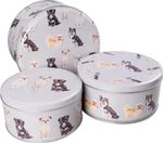 Cake Storage Tins Set 3 Round Airtight Baking Kitchen Gift Food containerDogsnew