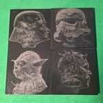 Star Wars Slate Coasters Set of 4 Square Darth Vader Yoda Stormtrooper