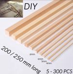 Balsa Wood Square Rod Bar Strips Aircraft Ship Model DIY 3/4/5/8/10x250mm