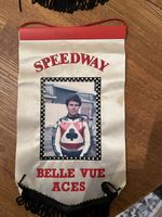 ORIGINAL VINTAGE  1980`s Speedway  Belle Vue Aces Rider Pennant