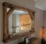 ***** HANDCRAFTED Rustic/Farmhouse Style Chunky Wooden Mirror With Shelf