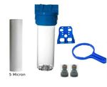 Water filter housing 10" with 3/4" click ports and 5 micron PP sediment filter