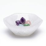 Selenite Bowl Hexagon Shape Natural Crystal Charging Dish for Healing,Meditation