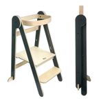 MamaToyz Folding Learning Tower - Child Safety Platform - Dark Grey / Natural