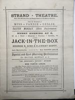 1888 Theatre Programme: Strand Theatre: Jack-in the-Box With Miss Fanny Leslie