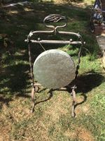 LARGE BURMESE GONG IN WROUGHT IRON FRAME 30 Inches High X 15 Inches Wide