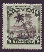 AITUTAKI - 1920 Perkins, Bacon Pictorials - ½d dark green/black - MH