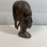 8" African Hand Carved Female Heavy dark wood Head Bust 950g