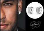 Men’s Sparkle, BLING 18mm AAA Quality 12 Zirconia 18K White Gold Huggie Earrings