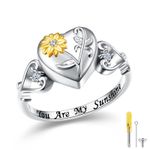 Sunflower Urn Rings for Ashes Women 925 Sterling 6,