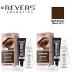 Henna Eyebrow Eyelash Tint Brow Dye Paint Cream Full Kit Set - DARK BROWN 2 PACK