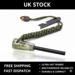 Survival Ferro Rod Fire Starter Kit - Large Flint Steel with Paracord & Whistle
