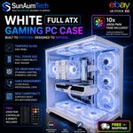 White Full ATX Gaming PC Case 10 ARGB PWM Fans Controller Remote Tempered Glass