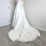 David’s Bridal Ivory Satin Wedding Dress XL 16W Beaded Corset Back Luxury Train 