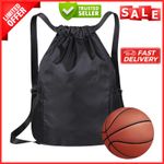 Drawstring Bag, Unisex Large Sports Backpack String Drawstring PE Bags, Black UK
